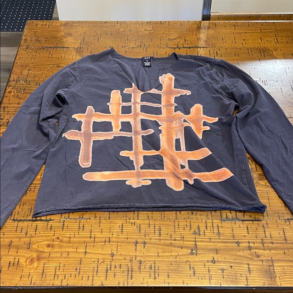 GAP Black Long Sleeve Shirt with Orange Design